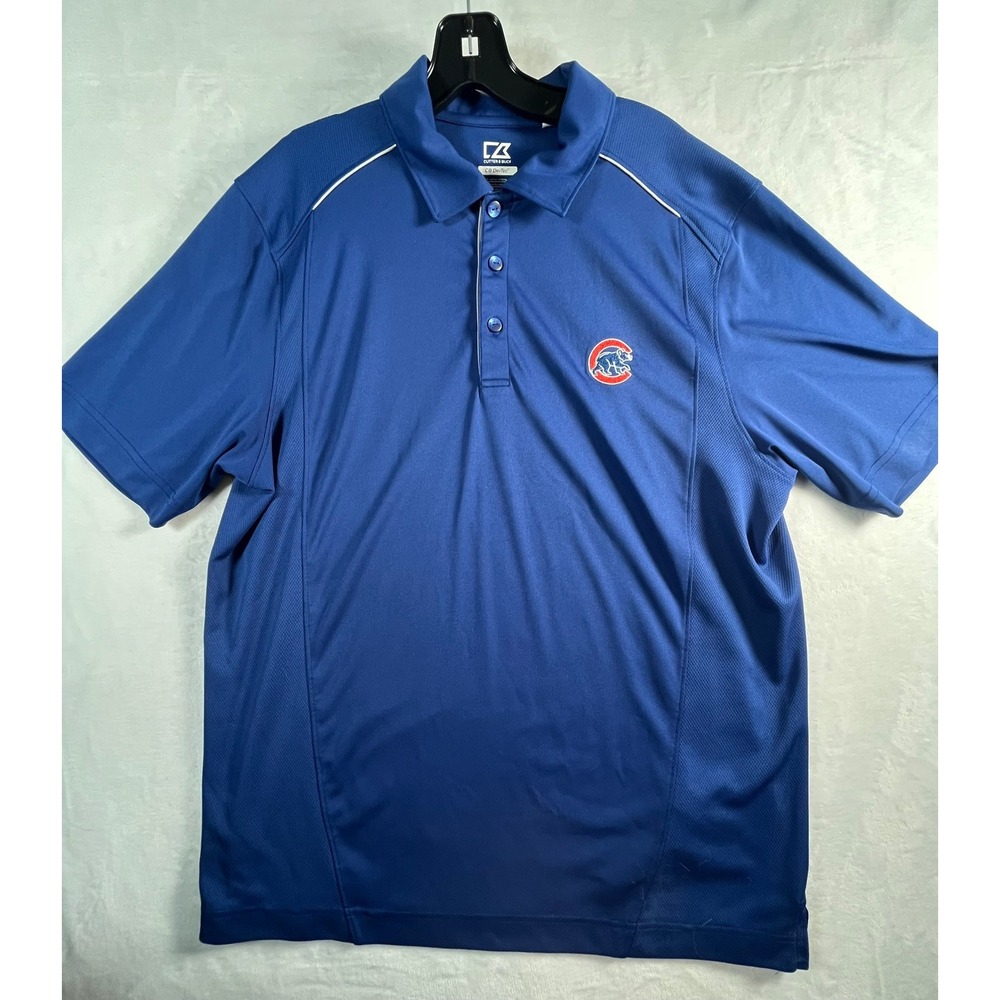 Cutter & Buck Chicago Cubs Polo Shirt Mens XL Blue CB DryTec Moisture Wicking